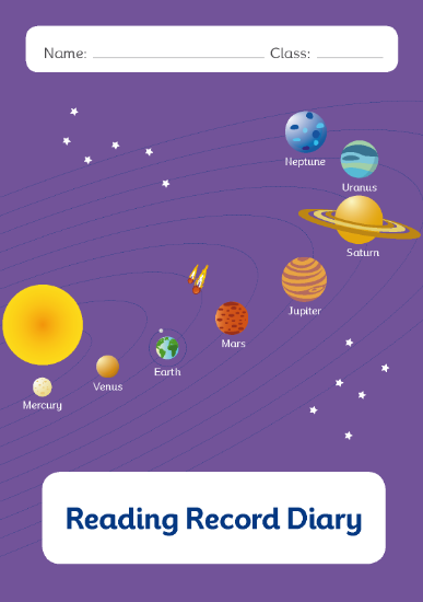 Picture of BDA5-R106 Y6 Reading Diary with Word list (Planets) (Matte Cover)